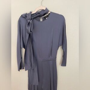 Alexander Terekhov 100% Silk Blue Jumpsuit Size 38 IT/US 2 Women Neck Sash